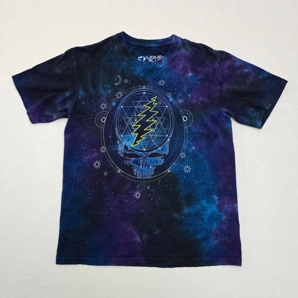 Liquid Blue Grateful Dead Steal Your Face Galaxy Tie Dye T-Shirt Mens Small
